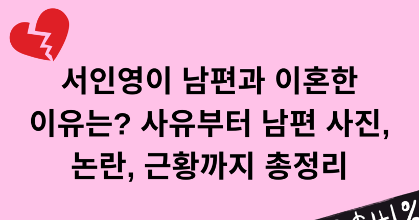 서인영이 남편과 이혼한 이유는? 사유부터 남편 사진, 논란, 근황까지 총정리